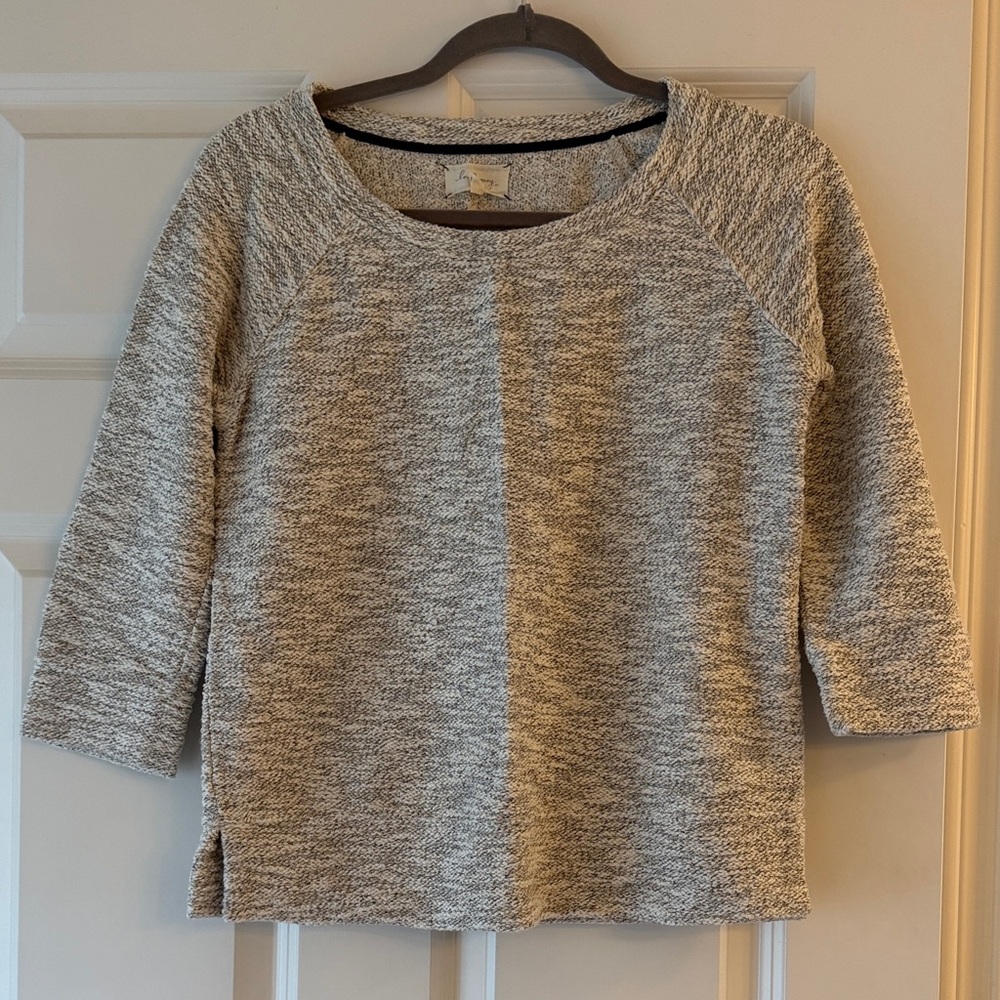 Lou & Grey Heathered Cream and Gold Pullover Sweatshirt